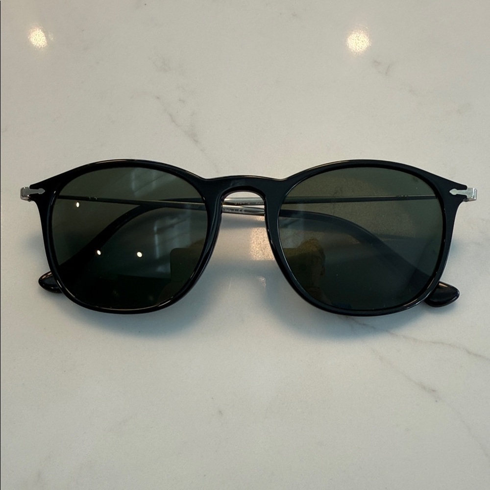 Persol Black Frame Green Lens Sunglasses